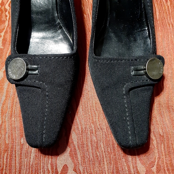 Prada Black Pointed Toe Fabric Covered Kitten Heels Pumps Women's Size 39 - Picture 4 of 16